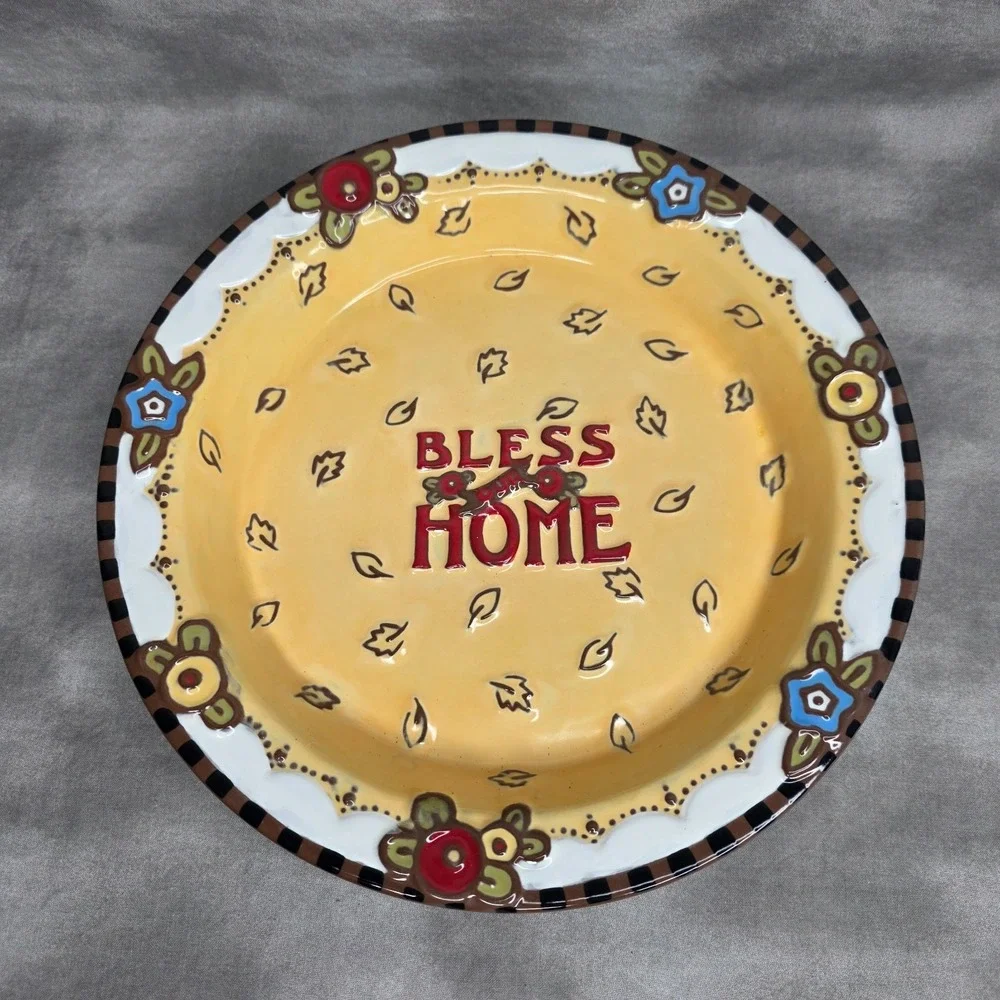 Pie Plate Dish 'Bless Our Home' Michel & Co Mary Engelbreit‎ 11